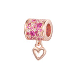 925 Silver Heart Barrel Charm Fits Bracelet Crystal Beads DIY Jewelry