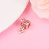 925 Silver Heart Barrel Charm Fits Bracelet Crystal Beads DIY Jewelry