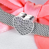 925 Silver Pave Heart Clip Charm Bead for Jewelry Making