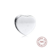 925 Silver Pave Heart Clip Charm Bead for Jewelry Making