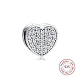 925 Silver Pave Heart Clip Charm Bead for Jewelry Making