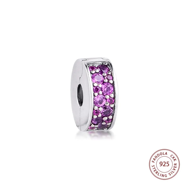 925 Silver Pink Elegance Clip Bead for Bracelet DIY Jewelry