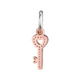 925 Sterling Silver Rose Key Pendant Charm Beads Jewelry