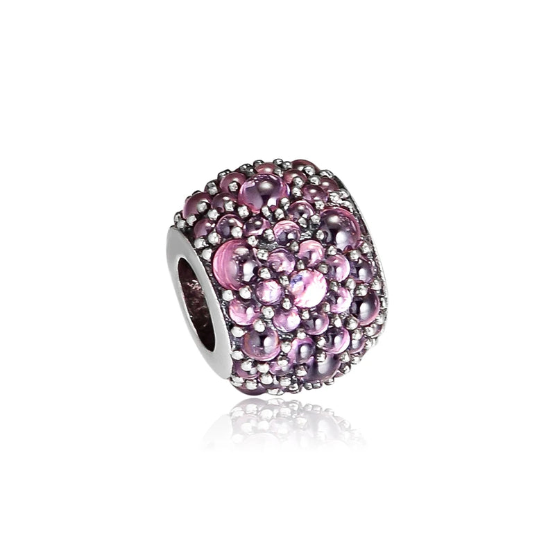 925 Silver Pink Shimmer Charms Beads For Bracelets