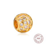 925 Silver Sparkling Pattern Charms Crystal Beads for Jewelry