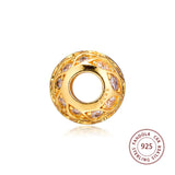 925 Silver Sparkling Pattern Charms Crystal Beads for Jewelry