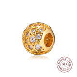 925 Silver Sparkling Pattern Charms Crystal Beads for Jewelry