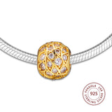 925 Silver Sparkling Pattern Charms Crystal Beads for Jewelry