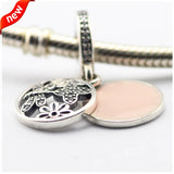 925 Silver Pink Enamel Charms Beads for Bracelets DIY Jewelry