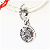 925 Silver Pink Enamel Charms Beads for Bracelets DIY Jewelry