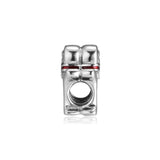 925 Silver Gingerbread Man Charm Bead Red Enamel Fits Bracelets