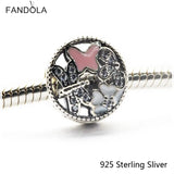 925 Silver Clear & Pink Enamel Charms Beads for Bracelets