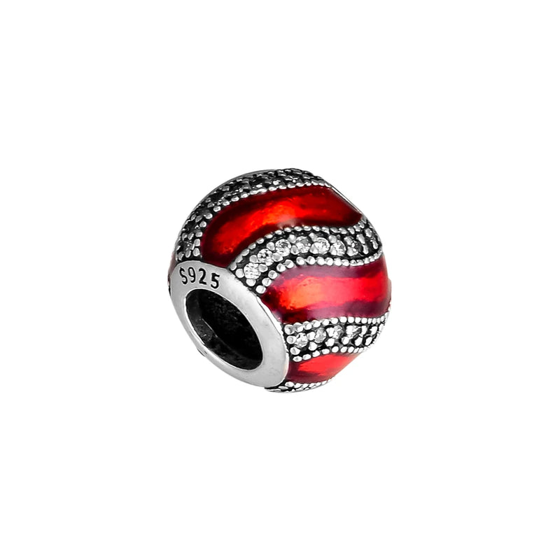 Red Enamel Adornment Charm Bead for Bracelets