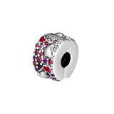 LOVE Heart Bead Charm Clip Sterling Silver 925 Women Jewelry