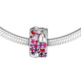 LOVE Heart Bead Charm Clip Sterling Silver 925 Women Jewelry