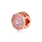 Rose Pink Flower Charms 925 Sterling Silver Charm Bead for Jewelry Making