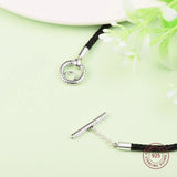 Braided Leather T-Bar Bracelet 925 Silver Charm DIY Jewelry Pulseras