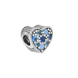 Bright Heart Crystal Beads Charms Sterling Silver 925 for Bracelet DIY