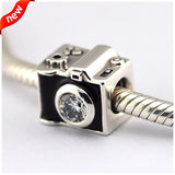 925 Sterling Silver Camera with Enamel Charms Bead for Bracelets