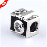 925 Sterling Silver Camera with Enamel Charms Bead for Bracelets