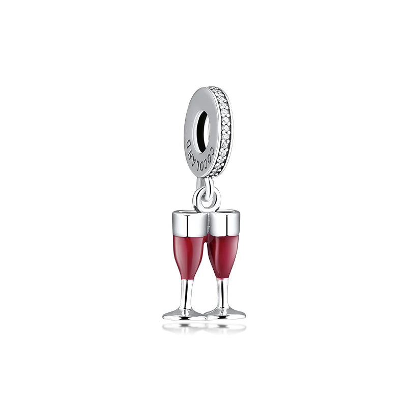 925 Sterling Silver Twins Love Goblet Dangle Charm DIY