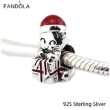 Christmas Kitten Enamel Charms 925 Sterling Silver Beads