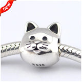 925 Silver Cat Charm Bead for Bracelets, Jewelry Making