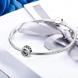 925 Silver Radiant Heart Beads with Clear CZ for Charms Bracelets