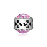 Radiant Rose Heart Beads with Pink CZ 925 Sterling Silver Jewelry