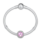 Radiant Rose Heart Beads with Pink CZ 925 Sterling Silver Jewelry