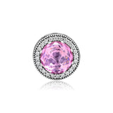 Radiant Rose Heart Beads with Pink CZ 925 Sterling Silver Jewelry