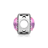 Radiant Rose Heart Beads with Pink CZ 925 Sterling Silver Jewelry