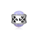 Radiant Rose Heart Beads with Opalescent CZ 925 Sterling Silver