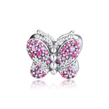 Pink Butterfly Charms 925 Silver for Bracelets