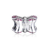 Pink Butterfly Charms 925 Silver for Bracelets