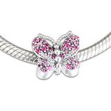 Pink Butterfly Charms 925 Silver for Bracelets
