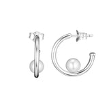 Pearls Hoop Earrings Sterling Silver Jewelry for Women
