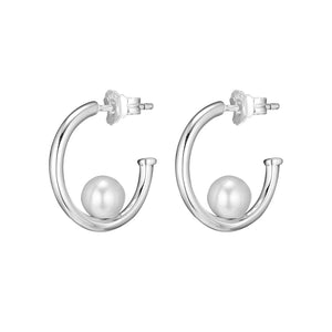 Pearls Hoop Earrings Sterling Silver Jewelry for Women
