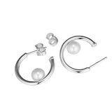 Pearls Hoop Earrings Sterling Silver Jewelry for Women