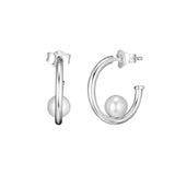 Pearls Hoop Earrings Sterling Silver Jewelry for Women