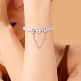 Embossed Hearts Safety Chain Bead 925 Sterling Silver Charms