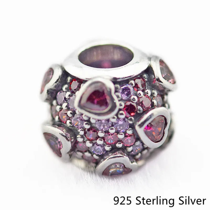 Colorful Explosion Love Charm 925 Sterling Silver Bead Bracelet Jewelry