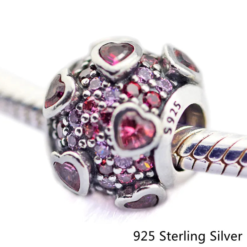 Colorful Explosion Love Charm 925 Sterling Silver Bead Bracelet Jewelry