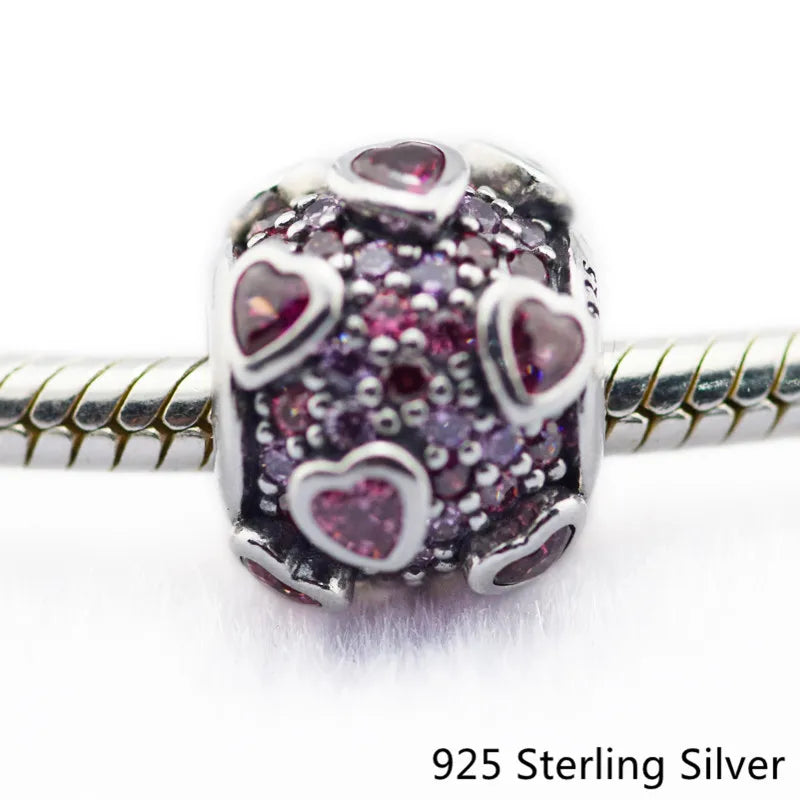 Colorful Explosion Love Charm 925 Sterling Silver Bead Bracelet Jewelry