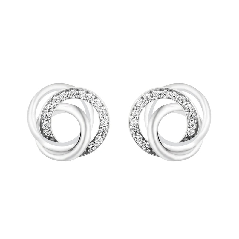 925 Silver Clear CZ Stud Earrings for Women Girls
