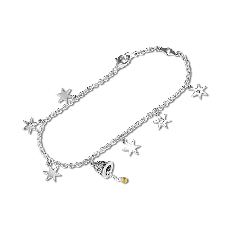 Bell & Star Bracelets with CZ 925 Sterling Silver Jewelry Wholesale