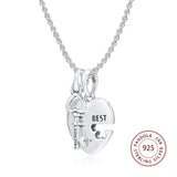 Europe Bracelet 925 Sterling Silver Heart & Key Pendant Beads Charms DIY Jewelry