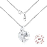 Europe Bracelet 925 Sterling Silver Heart & Key Pendant Beads Charms DIY Jewelry