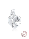 Europe Bracelet 925 Sterling Silver Heart & Key Pendant Beads Charms DIY Jewelry