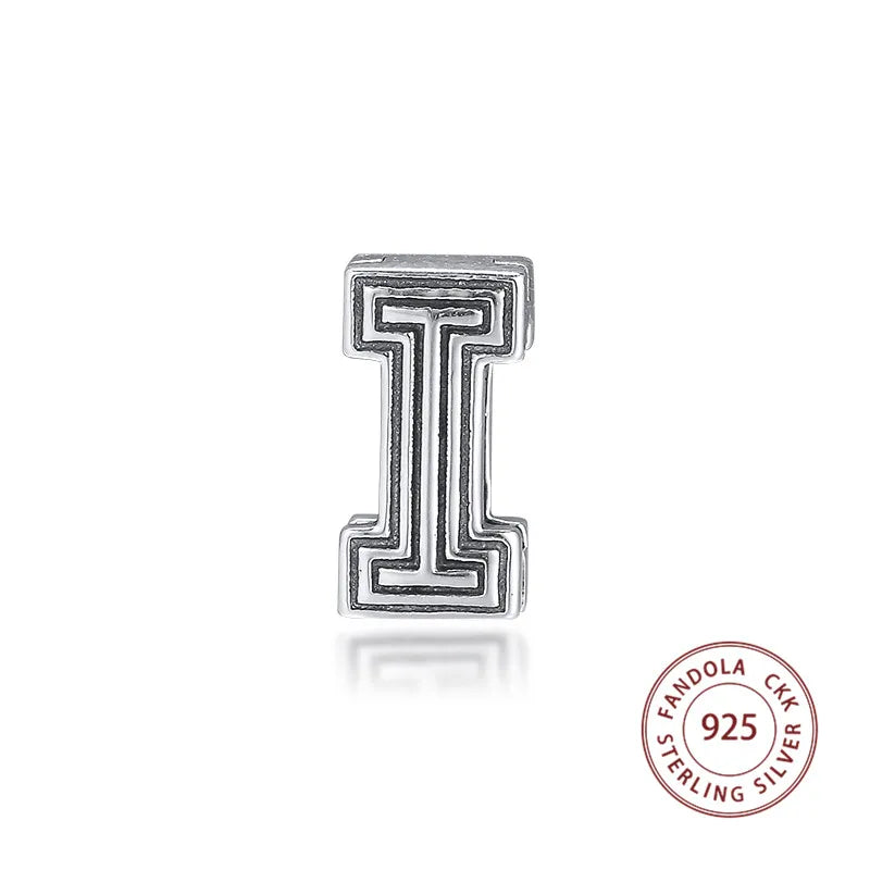 925 Sterling Silver Letter I Clip Beads for Jewelry Making